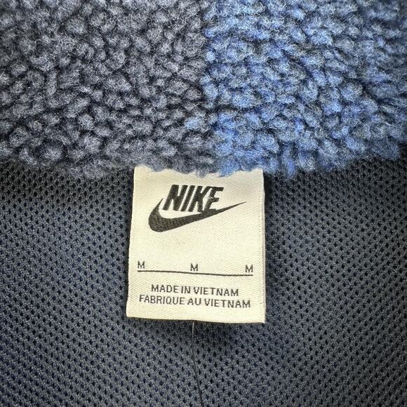 Nike Sherpa Fleece Pullover Mens Medium Blue Buffalo Plaid 1/4 Zip FZ0896-475 - Picture 6 of 11
